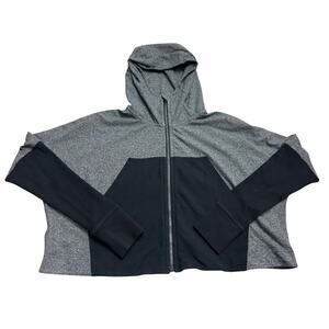 Lululemon Size 10 Full Zip Front Cropped Hooded Athletic Jacket Black Gray Sport